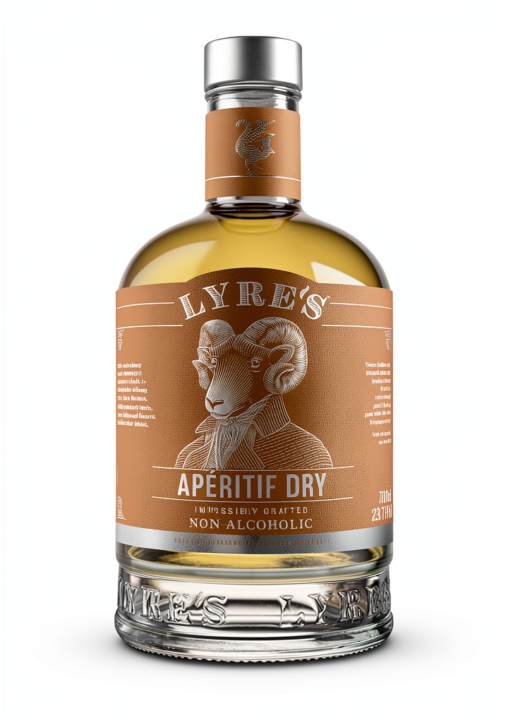Lyres Spirit Non Alcoholic Liqueur bottle on a kitchen counter